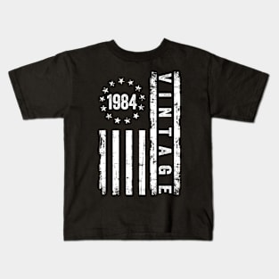 40 Years Old Gifts Vintage 1984 American Flag 40th Birthday Kids T-Shirt